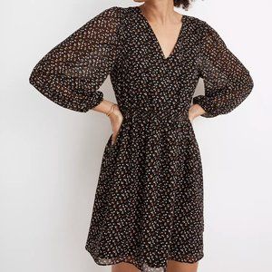 MADEWELL (Re)sourced Georgette Button-Front Mini Dress in Adorable Ditsy (Brown)